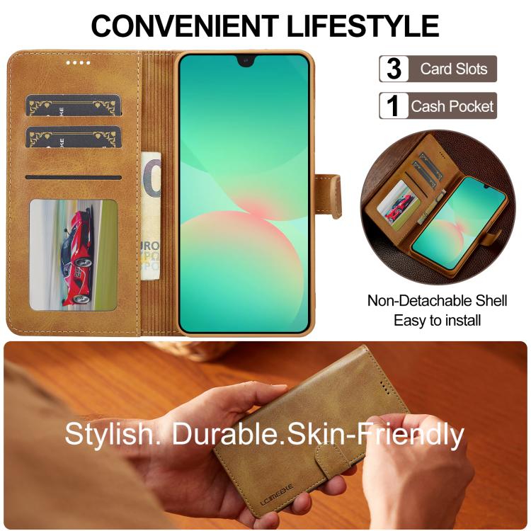 For Samsung Galaxy S25 FE 5G LC.IMEEKE Calf Texture Leather Phone Case