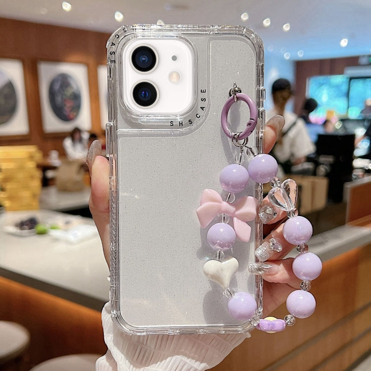 For iPhone 11 TPU + PC + Glitter Sequins Full Coverage Phone Case with Bracelet