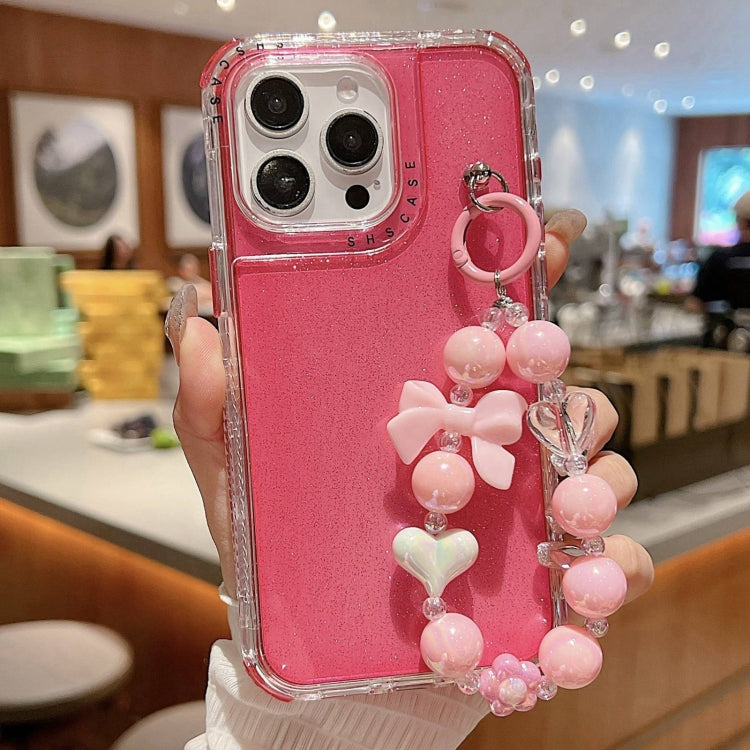 For iPhone 15 Pro TPU + PC + Glitter Sequins Full Coverage Phone Case with Bracelet