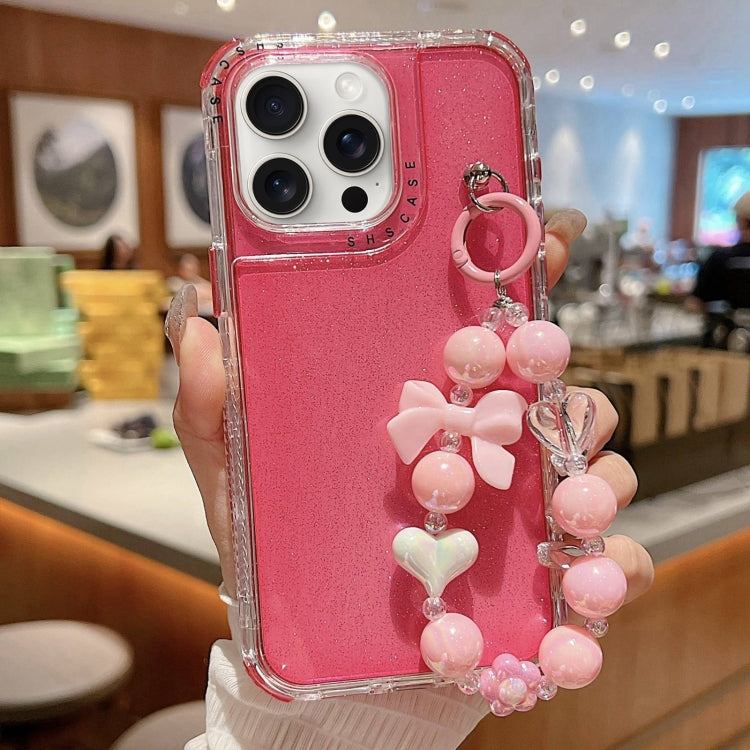 For iPhone 16 Pro TPU + PC + Glitter Sequins Full Coverage Phone Case with Bracelet