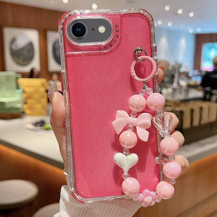 For iPhone 6 / 7 / 8 / SE 2020 TPU + PC + Glitter Sequins Full Coverage Phone Case with Bracelet
