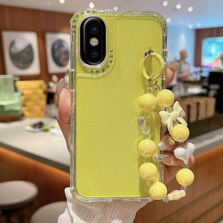 For iPhone X / XS TPU + PC + Glitter Sequins Full Coverage Phone Case with Bracelet