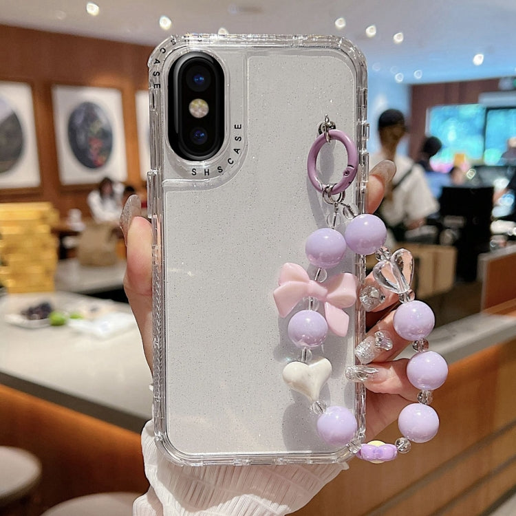 For iPhone X / XS TPU + PC + Glitter Sequins Full Coverage Phone Case with Bracelet