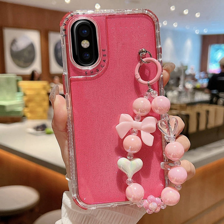 For iPhone X / XS TPU + PC + Glitter Sequins Full Coverage Phone Case with Bracelet