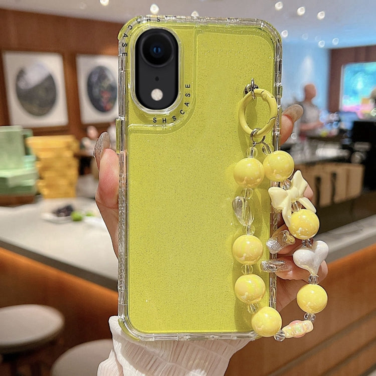 For iPhone XR TPU + PC + Glitter Sequins Full Coverage Phone Case with Bracelet