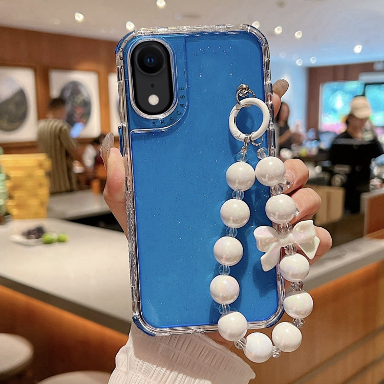 For iPhone XR TPU + PC + Glitter Sequins Full Coverage Phone Case with Bracelet