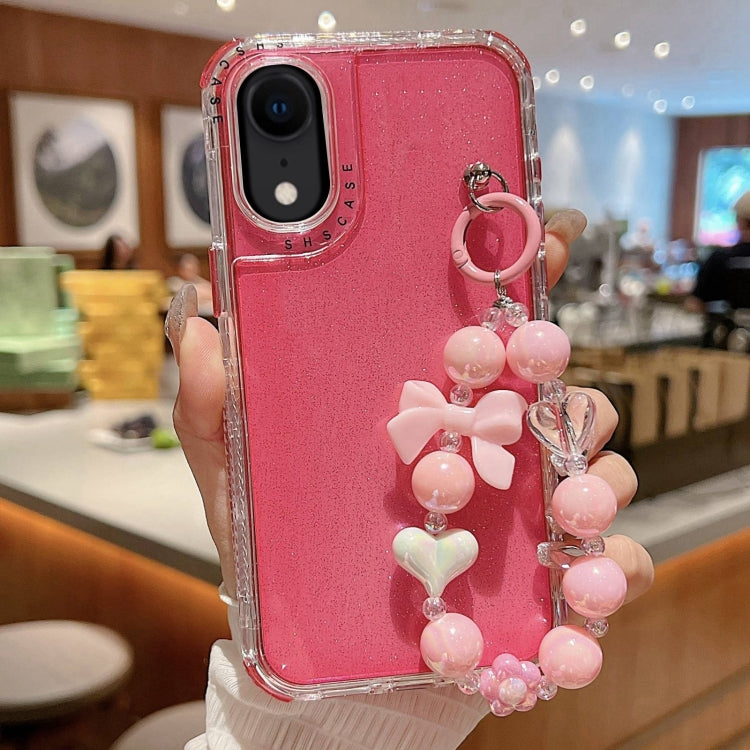 For iPhone XR TPU + PC + Glitter Sequins Full Coverage Phone Case with Bracelet