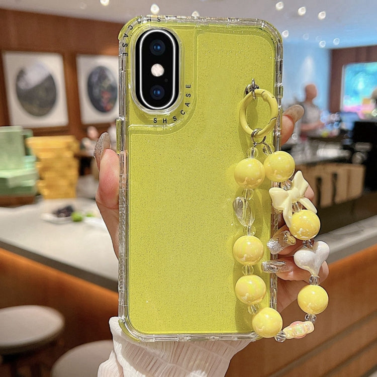 For iPhone XS Max TPU + PC + Glitter Sequins Full Coverage Phone Case with Bracelet