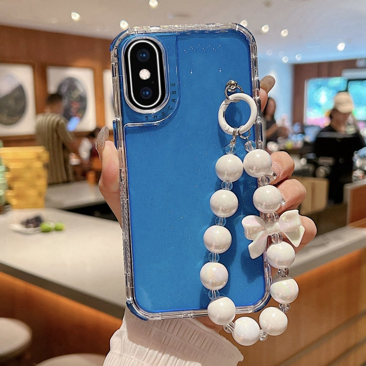 For iPhone XS Max TPU + PC + Glitter Sequins Full Coverage Phone Case with Bracelet