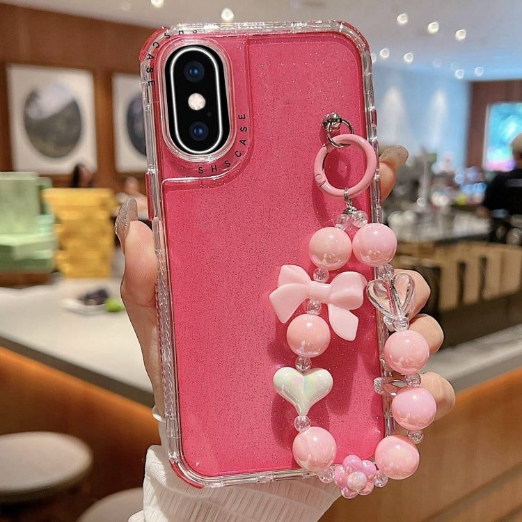 For iPhone XS Max TPU + PC + Glitter Sequins Full Coverage Phone Case with Bracelet