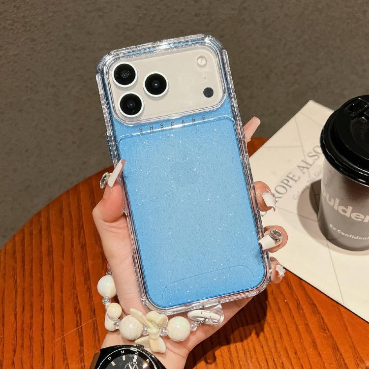 For iPhone 17 Pro Max TPU + PC + Glitter Sequins Full Coverage Phone Case with Bracelet