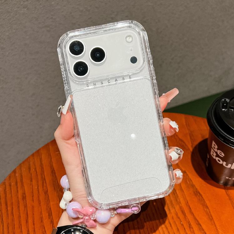 For iPhone 17 Pro TPU + PC + Glitter Sequins Full Coverage Phone Case with Bracelet