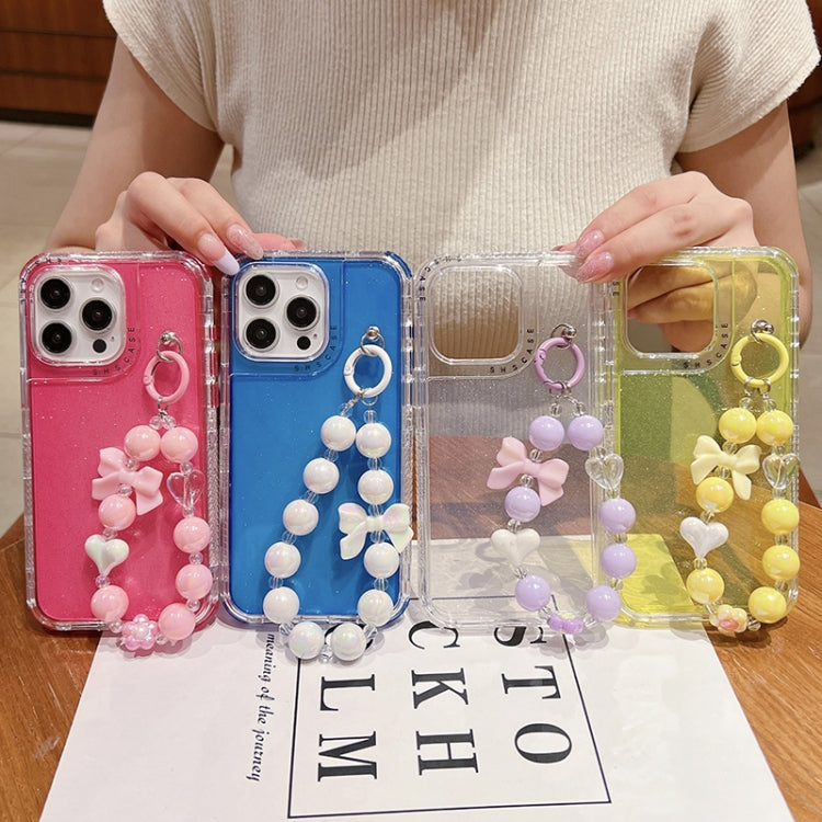 For iPhone XR TPU + PC + Glitter Sequins Full Coverage Phone Case with Bracelet