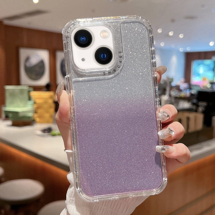 For iPhone 13 TPU + PC + Glitter Paper Full Coverage Phone Case
