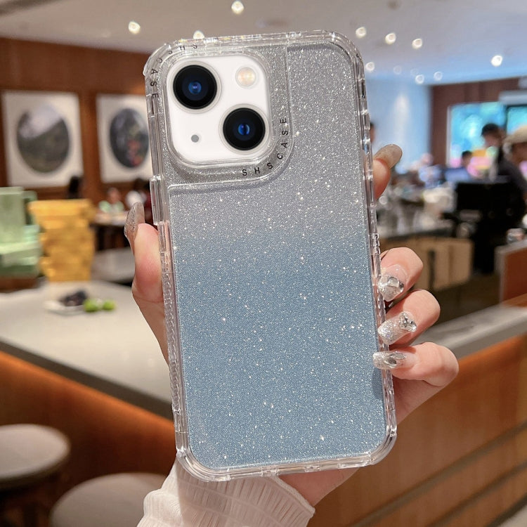 For iPhone 13 TPU + PC + Glitter Paper Full Coverage Phone Case