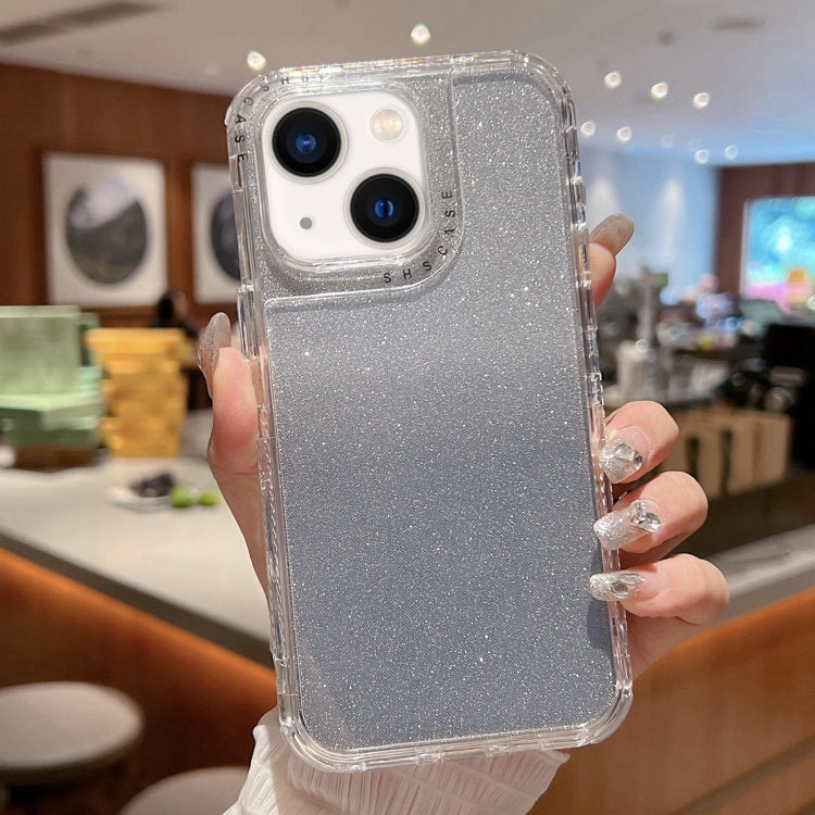 For iPhone 13 TPU + PC + Glitter Paper Full Coverage Phone Case