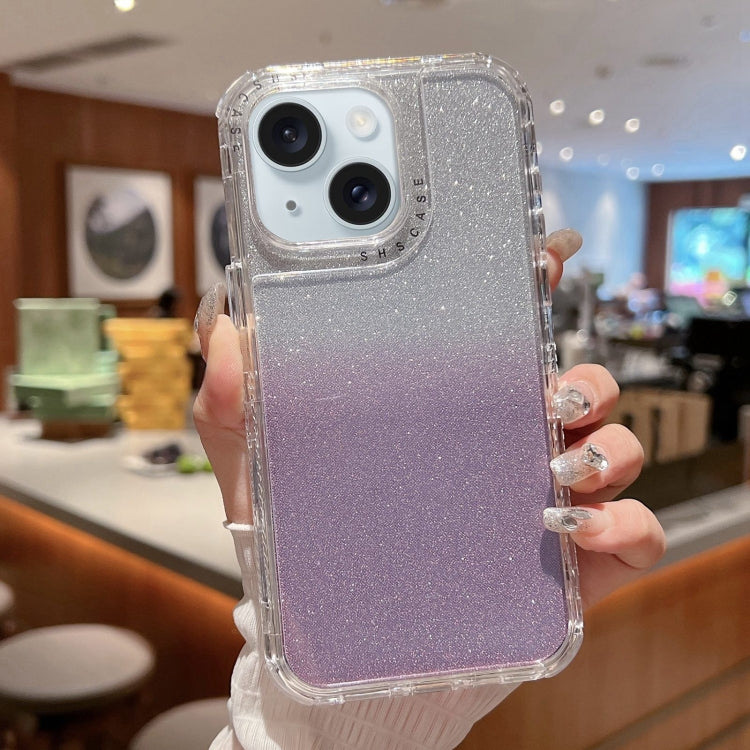 For iPhone 15 TPU + PC + Glitter Paper Full Coverage Phone Case