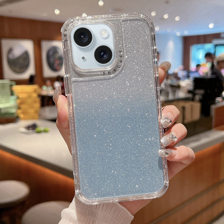 For iPhone 15 TPU + PC + Glitter Paper Full Coverage Phone Case