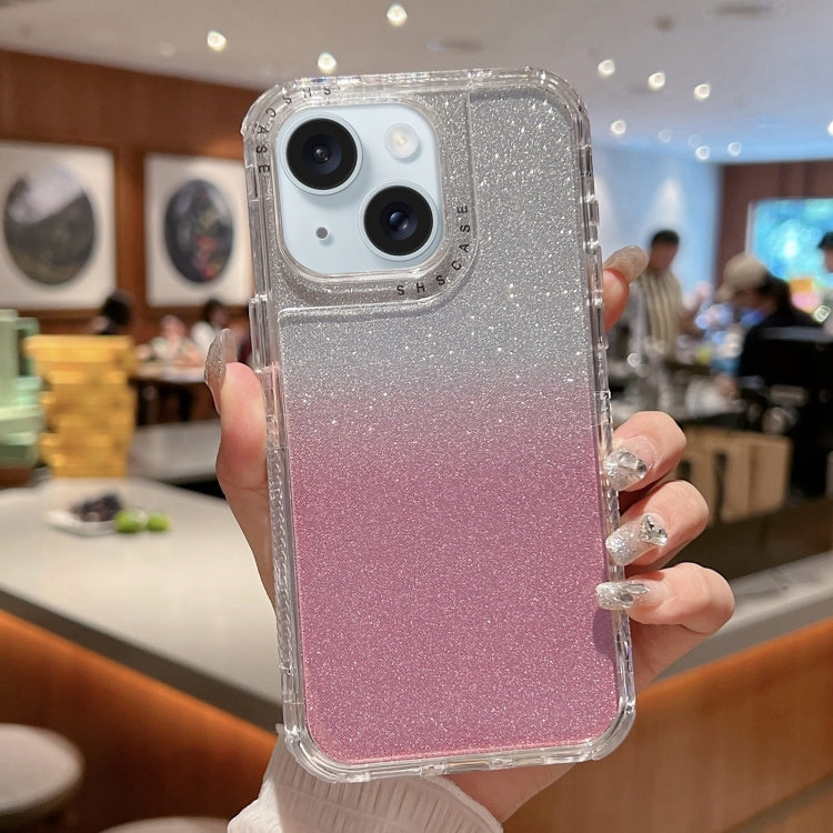 For iPhone 15 TPU + PC + Glitter Paper Full Coverage Phone Case