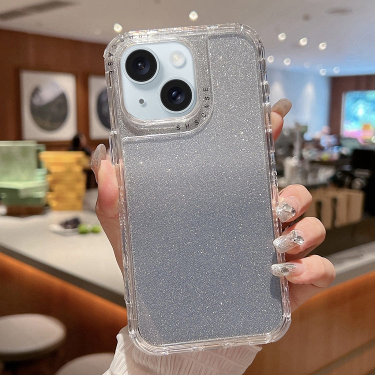 For iPhone 15 TPU + PC + Glitter Paper Full Coverage Phone Case