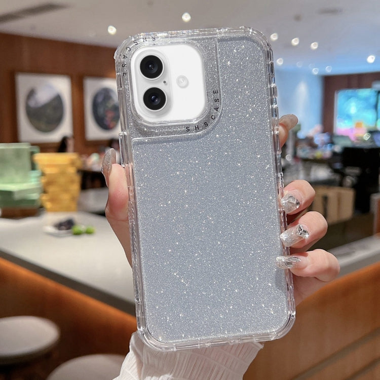 For iPhone 16 Plus TPU + PC + Glitter Paper Full Coverage Phone Case