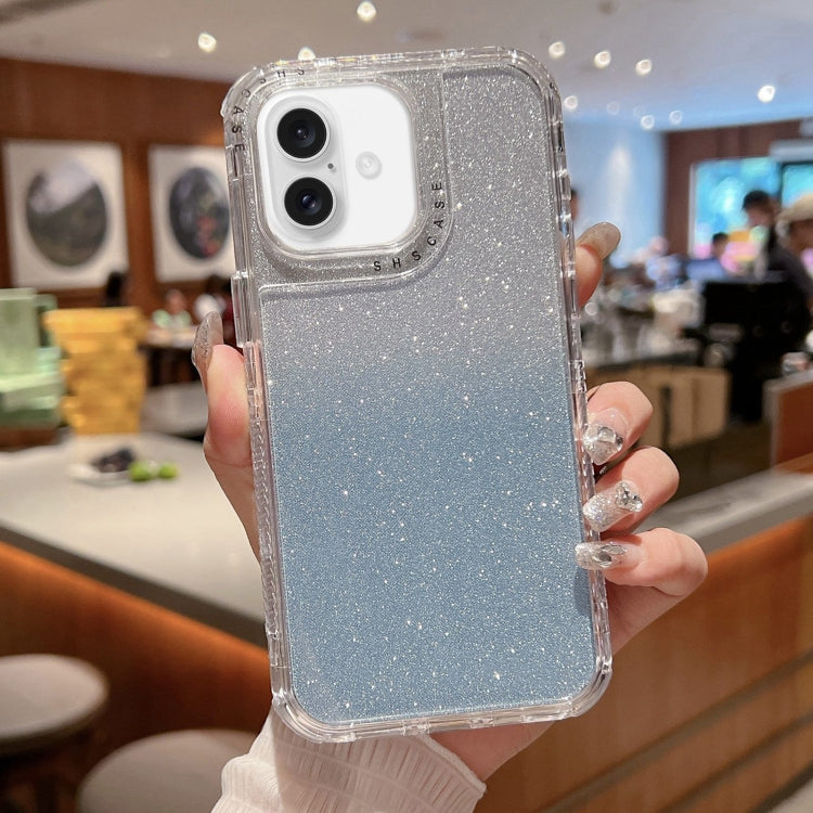 For iPhone 16 Plus TPU + PC + Glitter Paper Full Coverage Phone Case