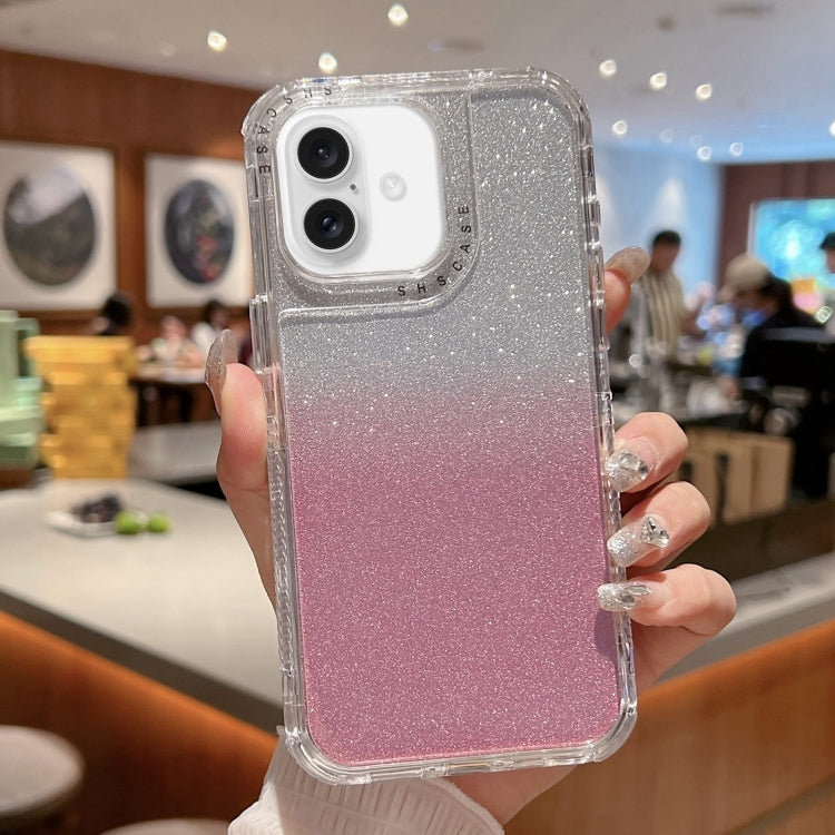 For iPhone 16 Plus TPU + PC + Glitter Paper Full Coverage Phone Case