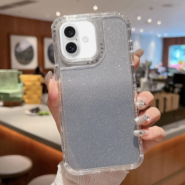 For iPhone 16 Plus TPU + PC + Glitter Paper Full Coverage Phone Case