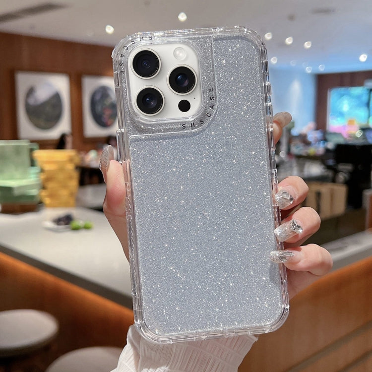 For iPhone 16 Pro TPU + PC + Glitter Paper Full Coverage Phone Case