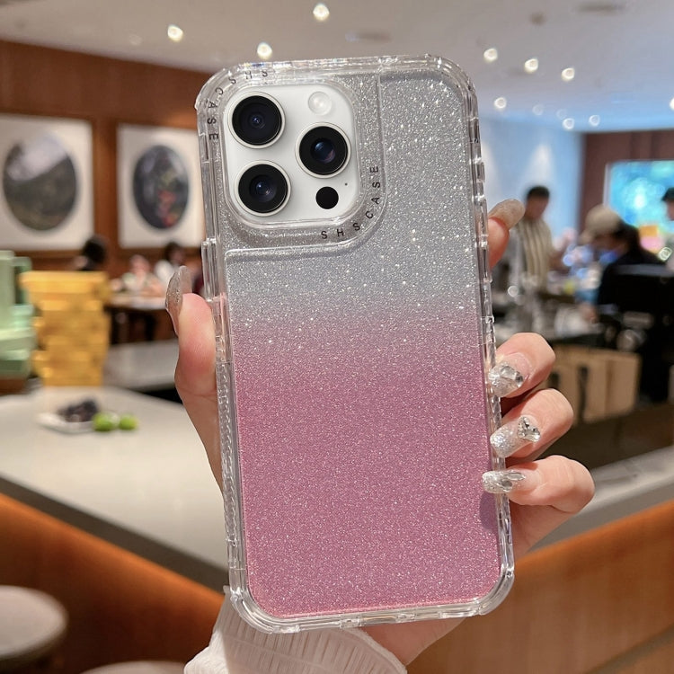 For iPhone 16 Pro TPU + PC + Glitter Paper Full Coverage Phone Case