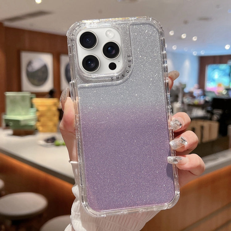 For iPhone 16 Pro Max TPU + PC + Glitter Paper Full Coverage Phone Case