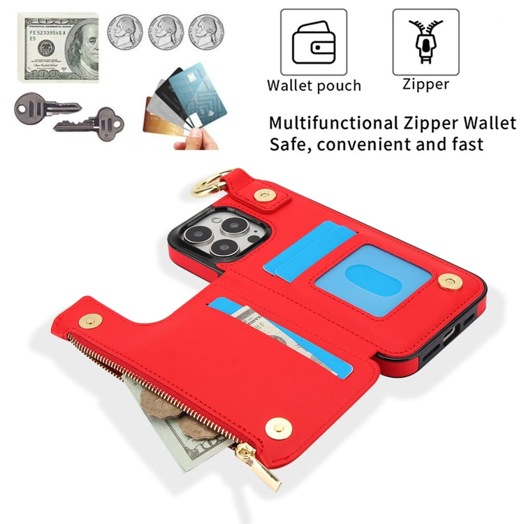 For iPhone 15 Pro RFlD Anti-theft Double Buckle Ring Zipper Card Phone Case