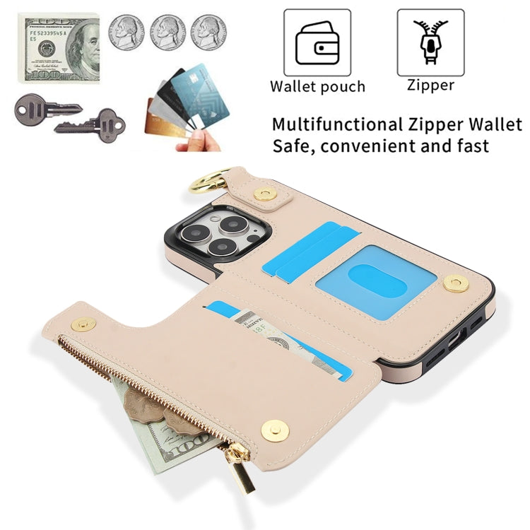 For iPhone 14 Pro RFlD Anti-theft Double Buckle Ring Zipper Card Phone Case