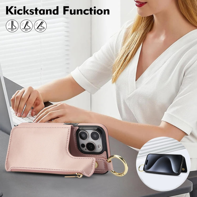 For iPhone 13 Pro RFlD Anti-theft Double Buckle Ring Zipper Card Phone Case