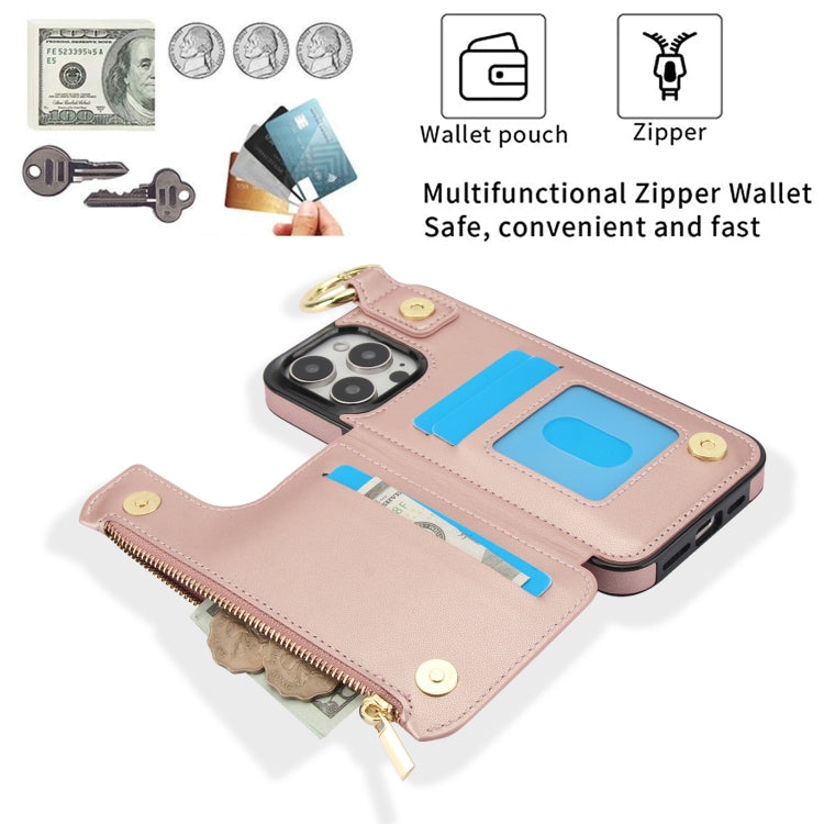 For iPhone 13 Pro RFlD Anti-theft Double Buckle Ring Zipper Card Phone Case