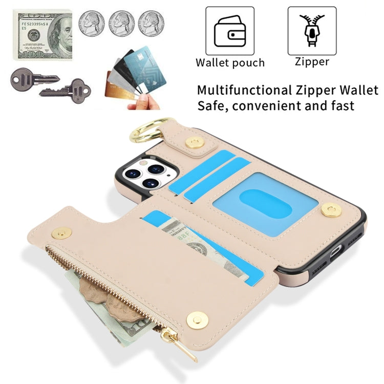 For iPhone 11 Pro RFlD Anti-theft Double Buckle Ring Zipper Card Phone Case