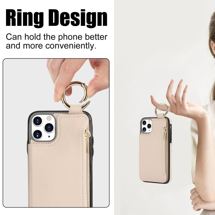 For iPhone 11 Pro RFlD Anti-theft Double Buckle Ring Zipper Card Phone Case