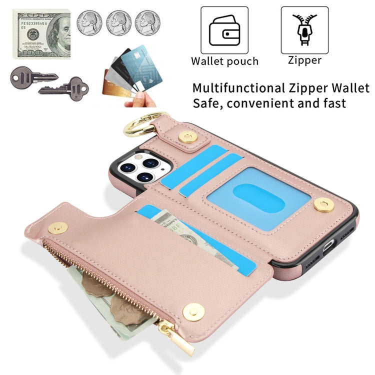 For iPhone 11 Pro RFlD Anti-theft Double Buckle Ring Zipper Card Phone Case