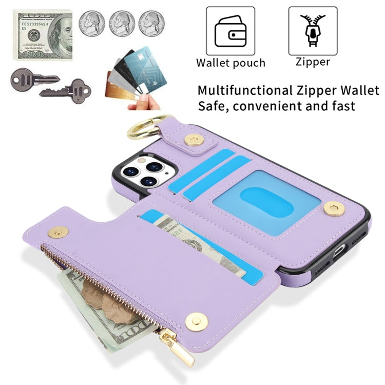 For iPhone 11 Pro RFlD Anti-theft Double Buckle Ring Zipper Card Phone Case