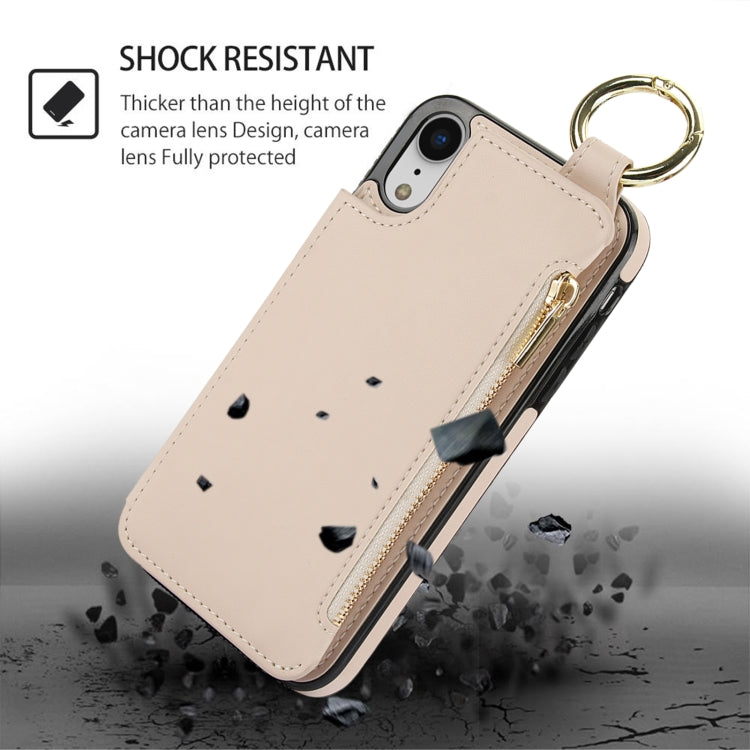 For iPhone XS / X RFlD Anti-theft Double Buckle Ring Zipper Card Phone Case