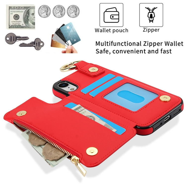 For iPhone XR RFlD Anti-theft Double Buckle Ring Zipper Card Phone Case