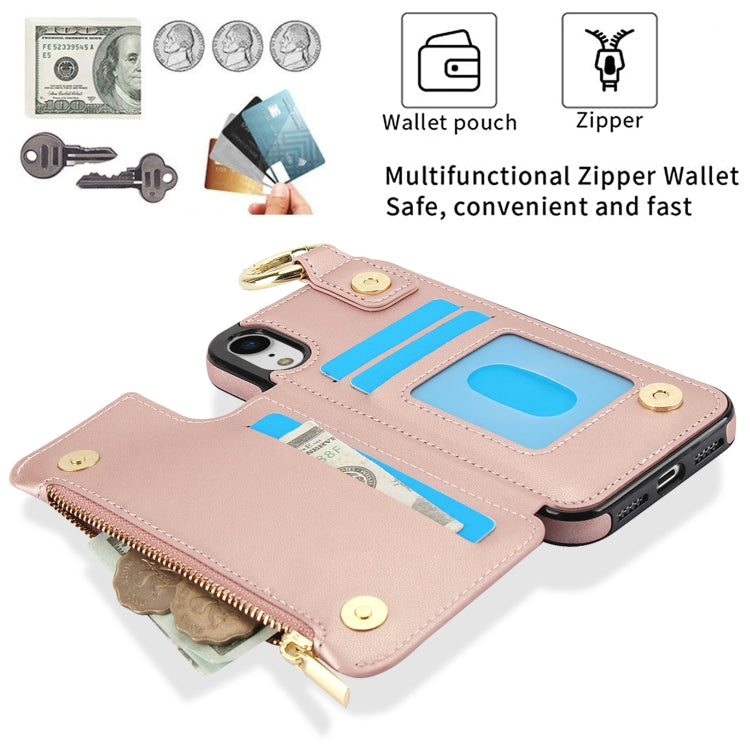 For iPhone XR RFlD Anti-theft Double Buckle Ring Zipper Card Phone Case