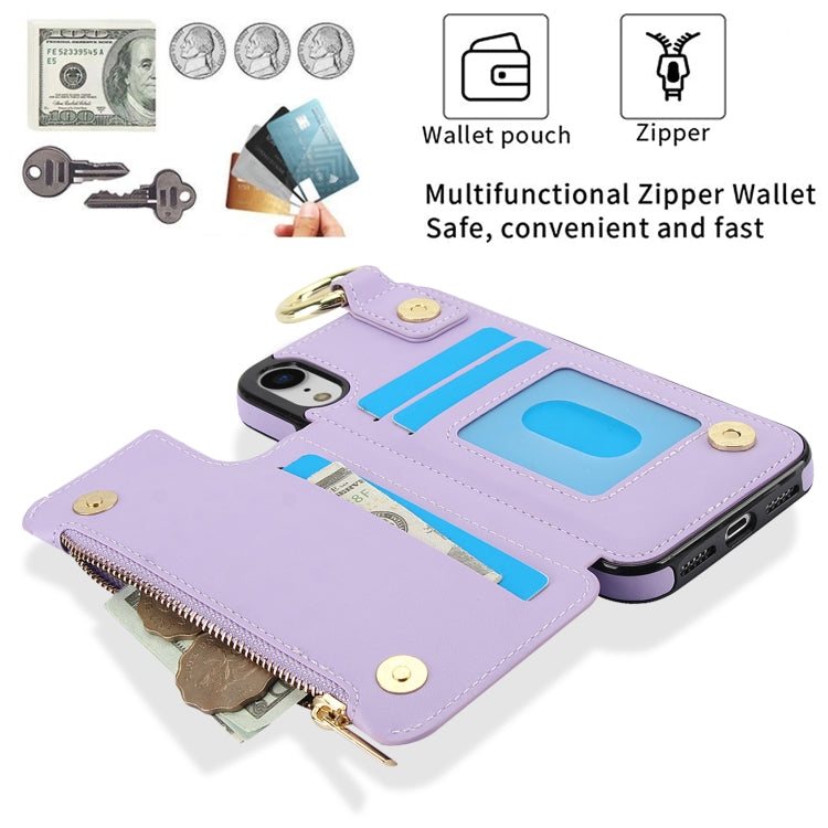 For iPhone XR RFlD Anti-theft Double Buckle Ring Zipper Card Phone Case
