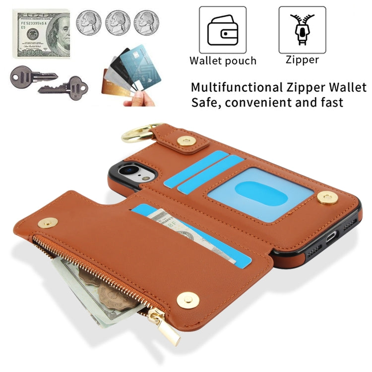 For iPhone XR RFlD Anti-theft Double Buckle Ring Zipper Card Phone Case