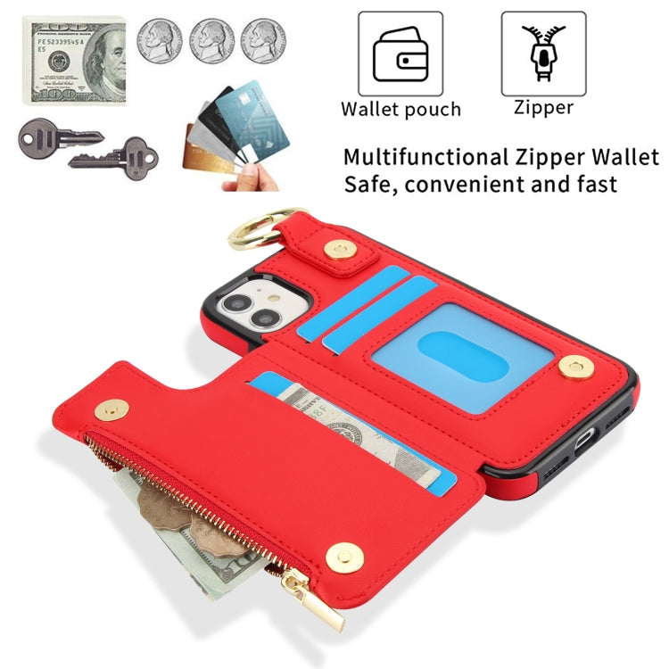 For iPhone 12 RFlD Anti-theft Double Buckle Ring Zipper Card Phone Case