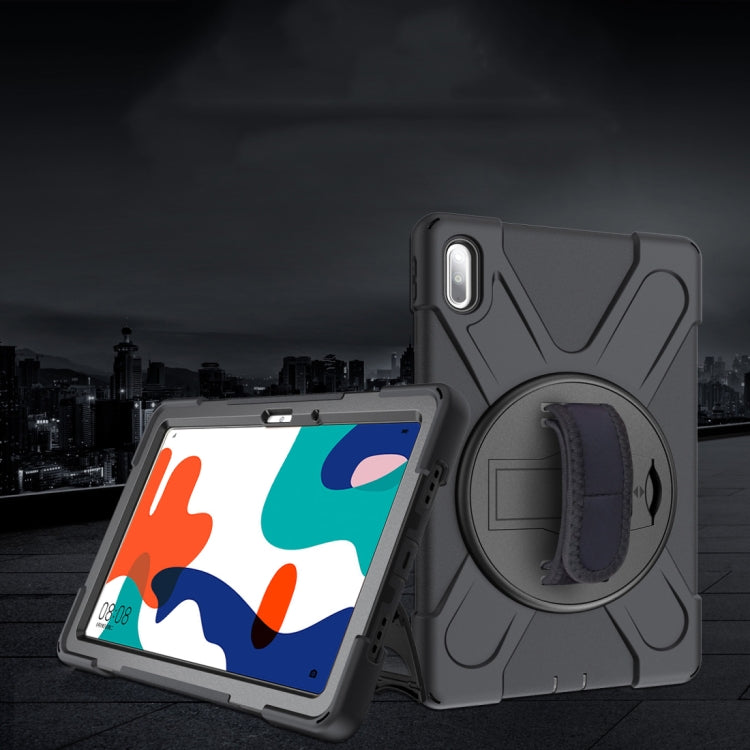 For Huawei MatePad 10.4 Shockproof Colorful Silicone + PC Protective Case with Holder & Hand Grip Strap