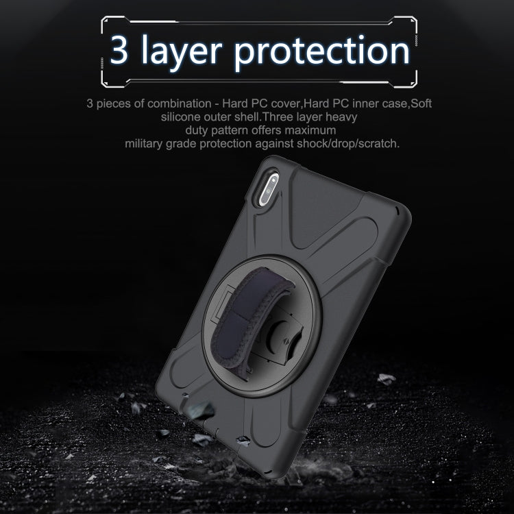 For Huawei MatePad 10.4 Shockproof Colorful Silicone + PC Protective Case with Holder & Hand Grip Strap