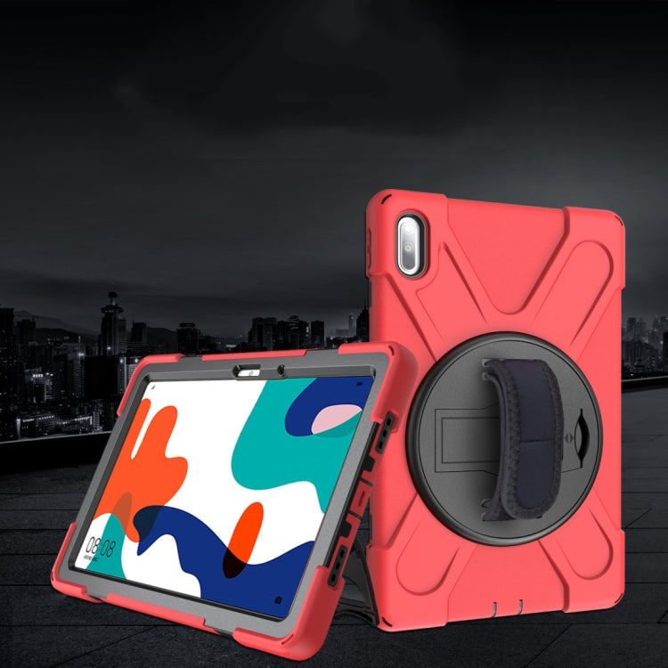 For Huawei MatePad 10.4 Shockproof Colorful Silicone + PC Protective Case with Holder & Hand Grip Strap