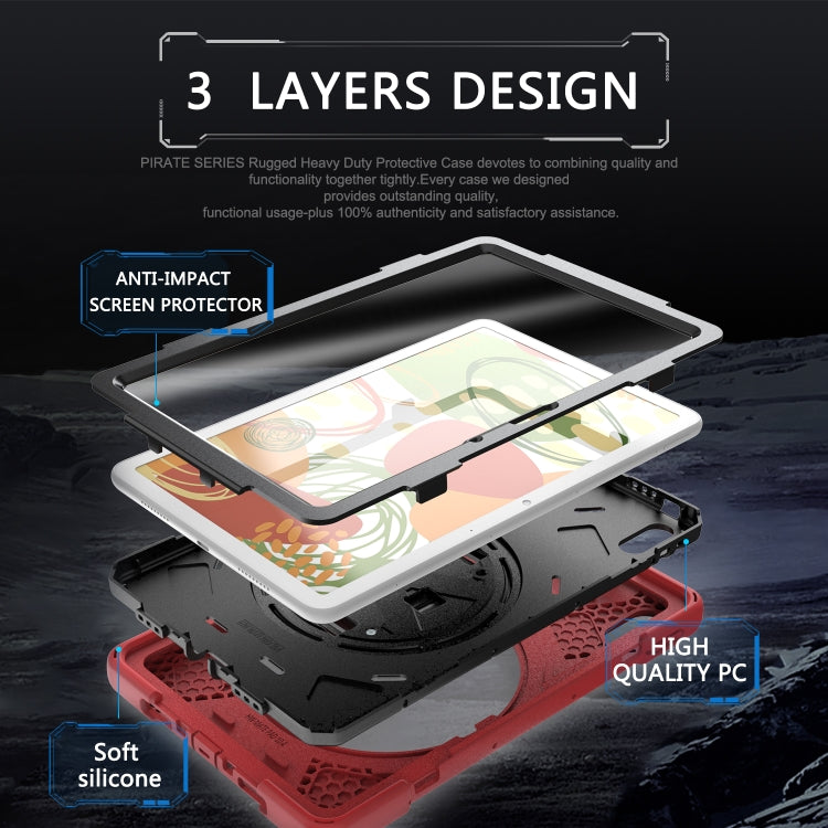 For Huawei MatePad 10.4 Shockproof Colorful Silicone + PC Protective Case with Holder & Hand Grip Strap