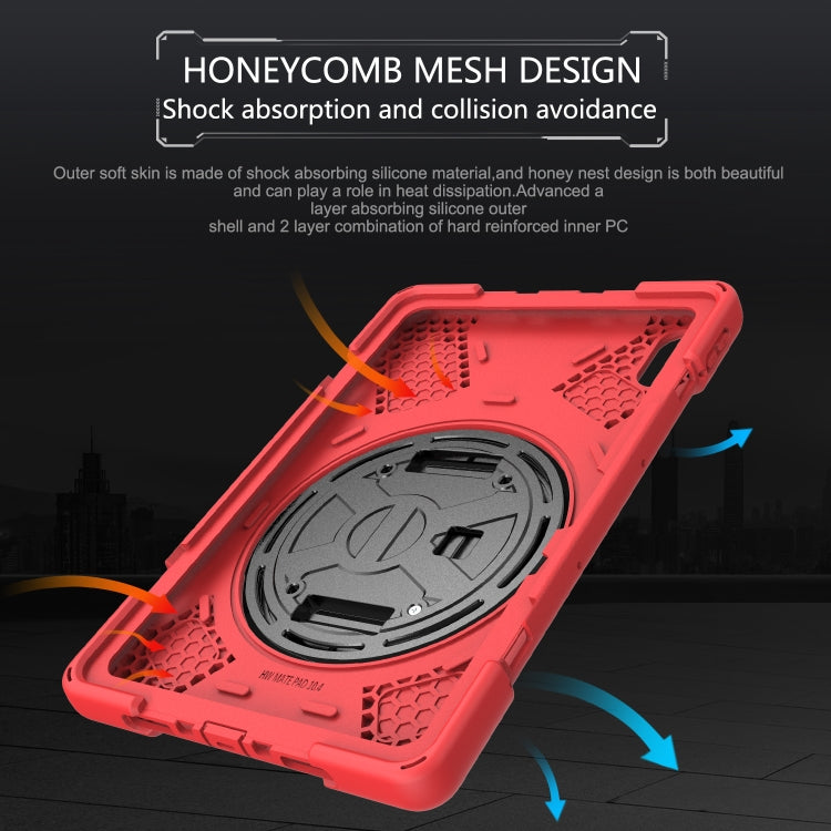 For Huawei MatePad 10.4 Shockproof Colorful Silicone + PC Protective Case with Holder & Hand Grip Strap